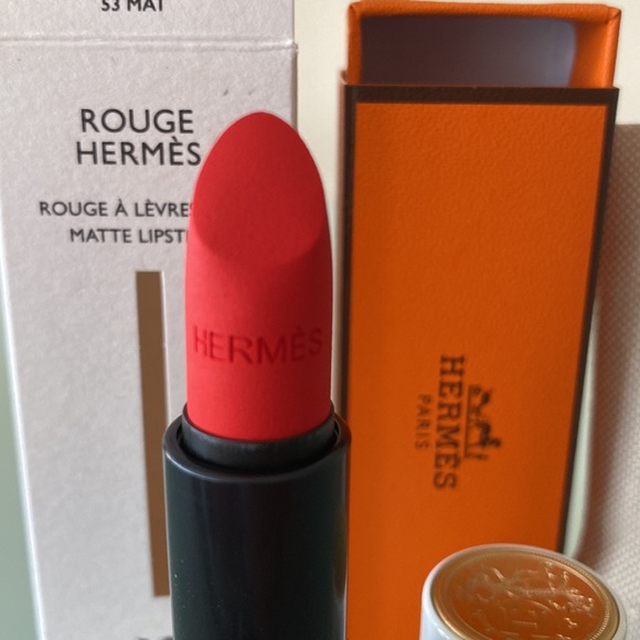 NIB Auth HERMÈS Rouge Hermès, Matte lipstick ROUGE ORANGE 53 Made in ITALY - Picture 3 of 12
